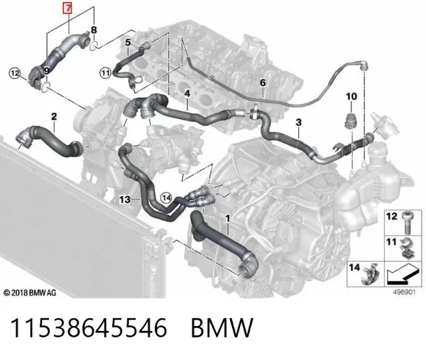 Manguera radiador 11538645546 BMW