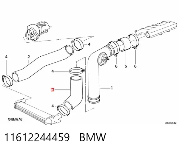 Manguera inferior del radiador 11612244459 BMW