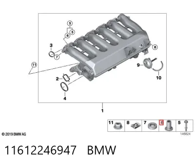 Abrazadera trasera del silenciador BMW 11612246947