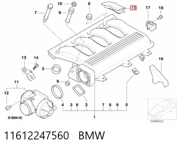 Moldura de cristal trasero 11612247560 BMW