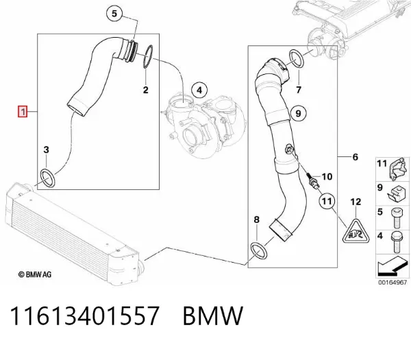 Tubo intercooler 11613401557 BMW
