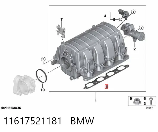 Junta de colector de admisión 11617521181 BMW