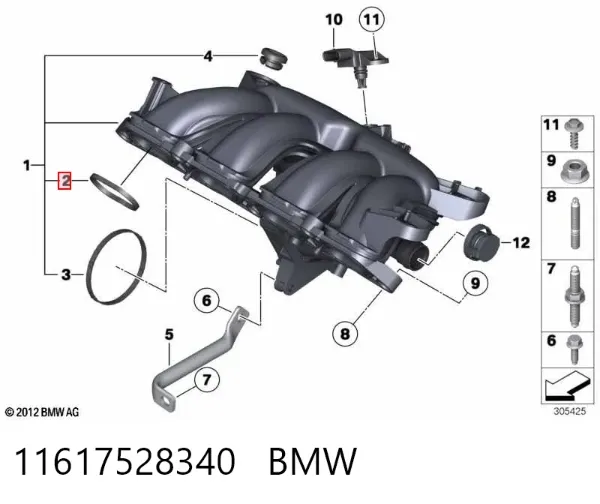 Junta de colector de admisión 11617528340 BMW