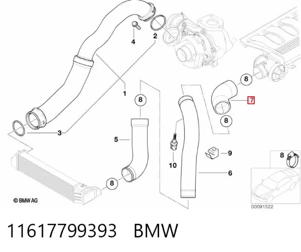 Tubo de admisión del cuerpo de mariposa 11617799393 BMW