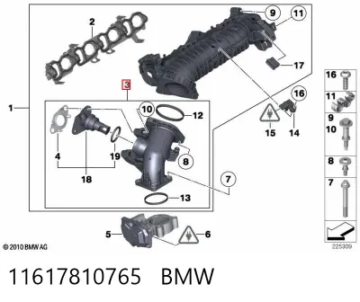 Tubo de admisión del cuerpo de mariposa BMW 11617810765