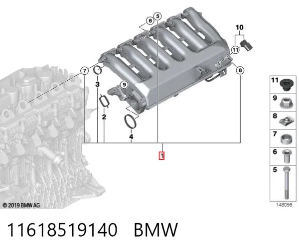Colector de admisión 11618519140 BMW