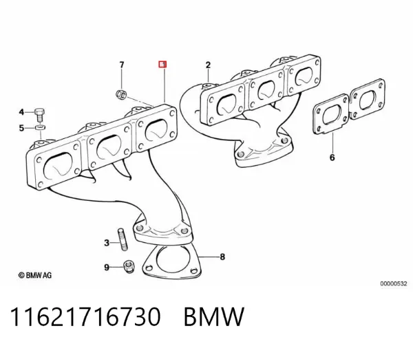 Colector de escape delantero 11621716730 BMW