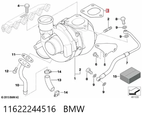 Junta de admisión de turbina de gases de escape 11622244516 BMW