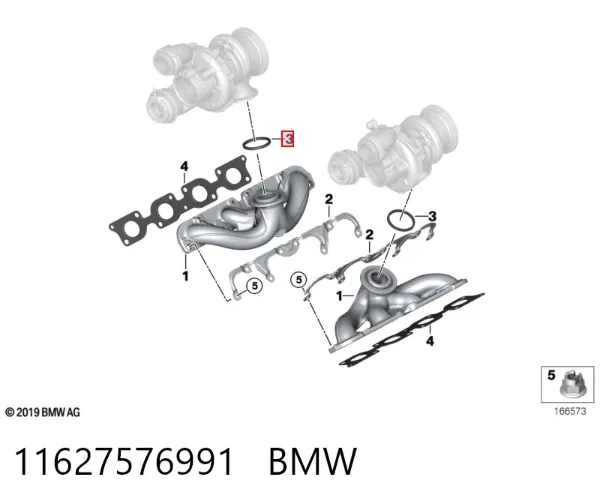 Junta de admisión de turbina de gases de escape 11627576991 BMW