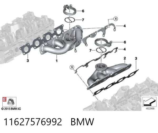 Tuerca de fijación del tubo de escape 11627576992 BMW