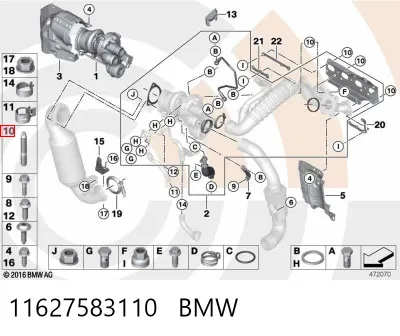 Espárrago del colector de escape BMW 11627583110