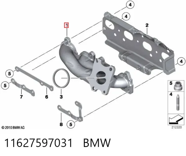 Colector de escape 11627597031 BMW