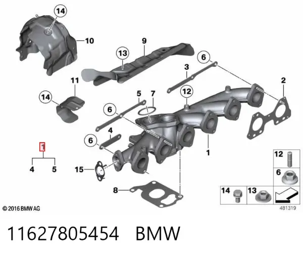 Colector de escape 11627805454 BMW