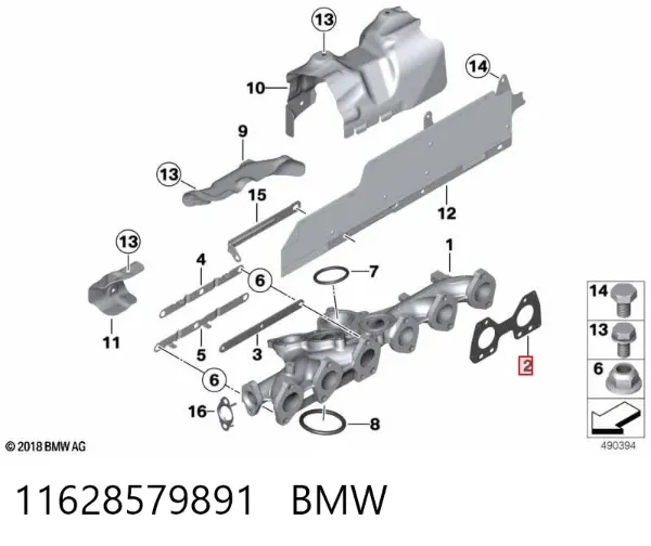 Junta colector escape 11628579891 BMW