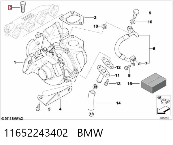 Perno (espárrago) del colector de escape 11652243402 BMW
