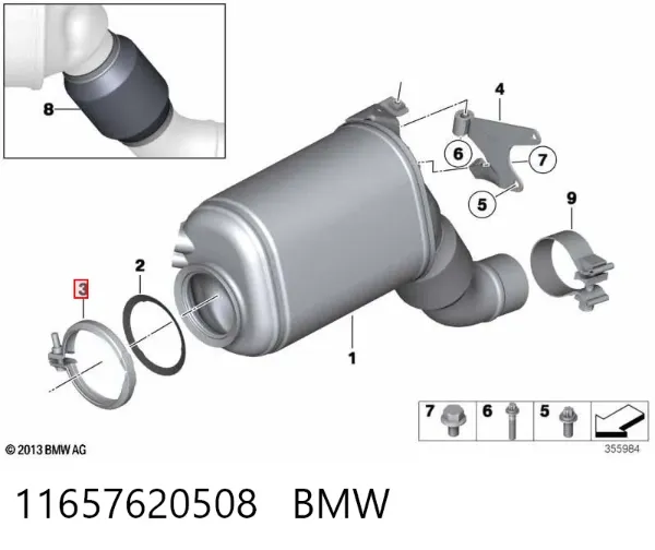 Abrazadera del colector de escape 11657620508 BMW