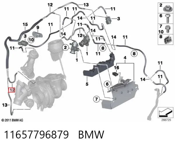 Tubo de vacío del servofreno 11657796879 BMW