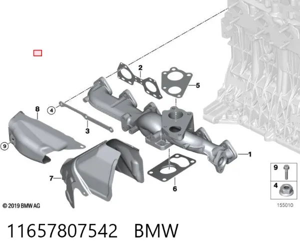 Junta de admisión de turbina de gases de escape 11657807542 BMW