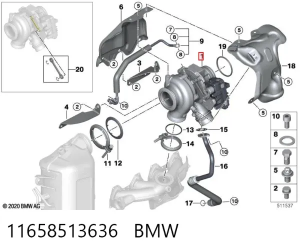 Turbocompresor 11658513636 BMW