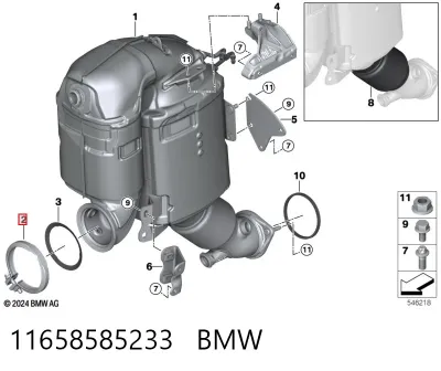 Abrazadera del colector de escape BMW 11658585233