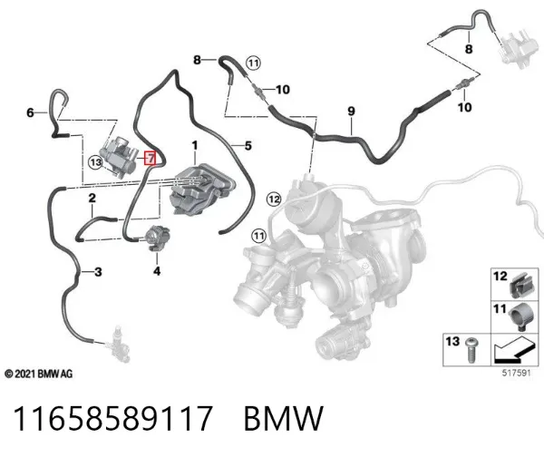 Válvula solenoide de control de presión de sobrealimentación 11658589117 BMW