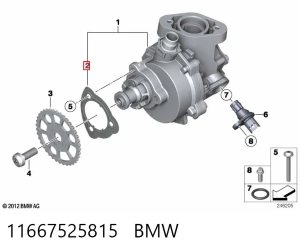Junta de la bomba de vacío 11667525815 BMW