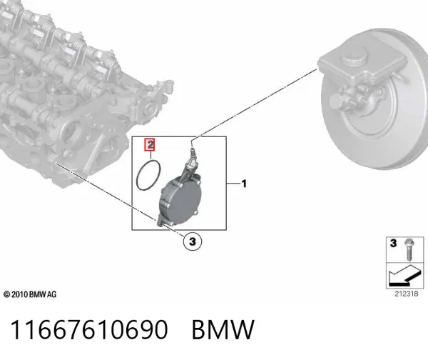 Junta de la bomba de vacío 11667610690 BMW