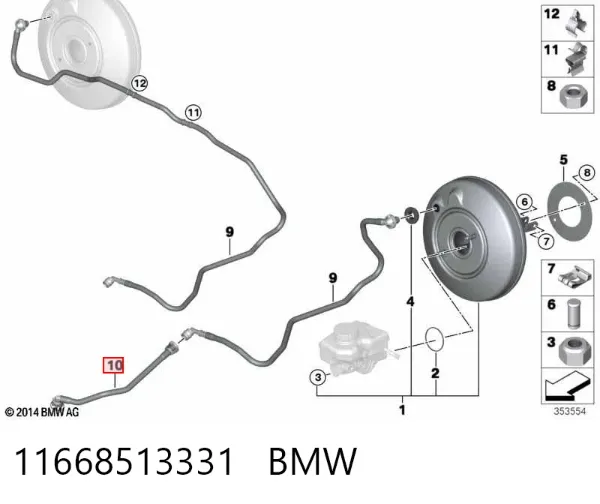 Tubo de vacío del servofreno 11668513331 BMW