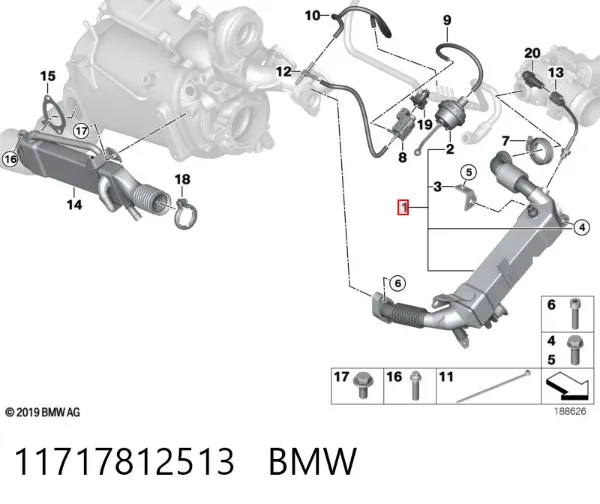 Enfriador de recirculación de gases de escape EGR 11717812513 BMW