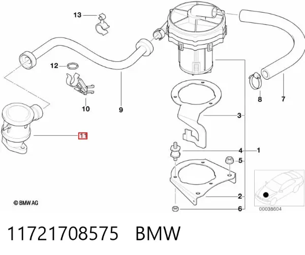 Válvula de aire secundario 11721708575 BMW