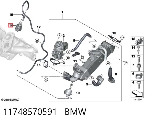Válvula de solenoide de control de mariposa EGR 11748570591 BMW