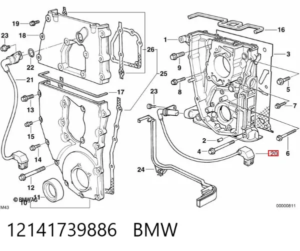 Sensor de cigüeñal 12141739886 BMW