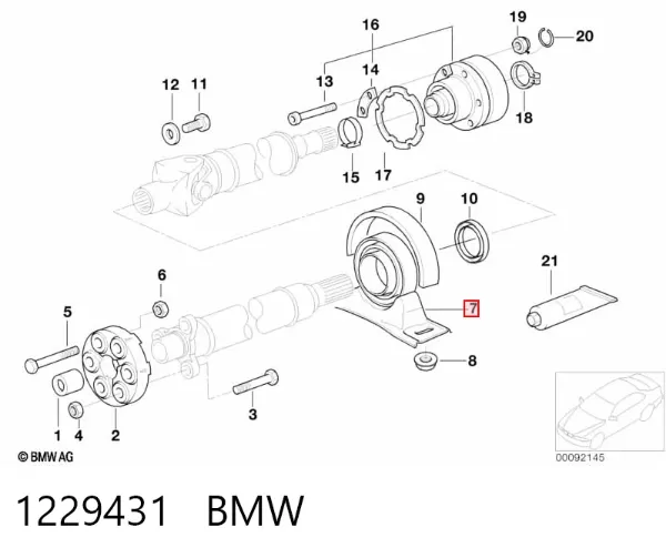 Rodamiento central del eje de transmisión 1229431 BMW
