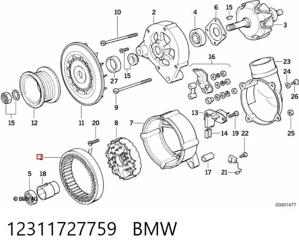 Estátor del alternador 12311727759 BMW