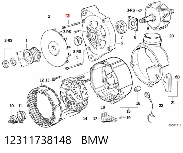 Kit de reparación de motor de arranque 12311738148 BMW