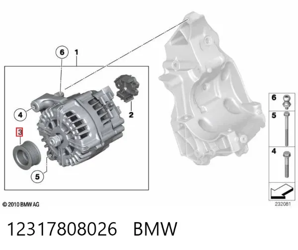 Polea de bomba de agua 12317808026 BMW