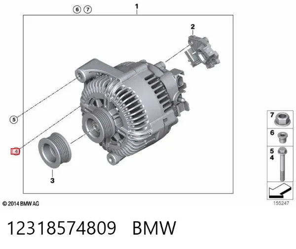 Soporte del alternador 12318574809 BMW