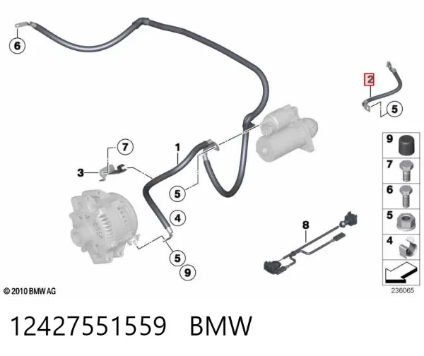 Cable de masa de batería 12427551559 BMW