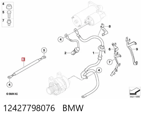 Cable de masa de batería 12427798076 BMW