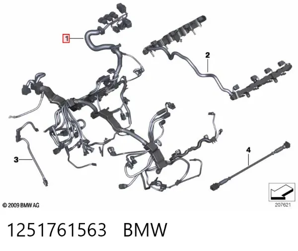 Mazo de cables del compartimiento del motor 1251761563 BMW