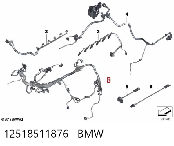 Mazo de cables del compartimiento del motor 12518511876 BMW