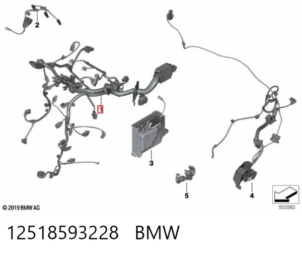 Mazo de cables del compartimiento del motor 12518593228 BMW