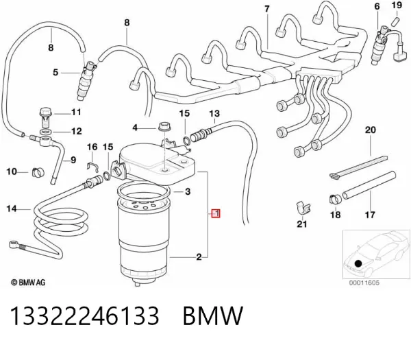 Filtro de combustible 13322246133 BMW