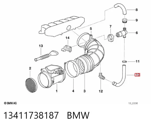 Manguera de calefacción de la mariposa de aceleración 13411738187 BMW