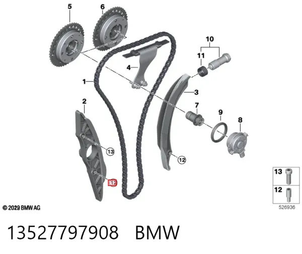 Eje tensor de correa de transmisión 13527797908 BMW
