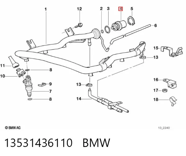 Regulador de presión de combustible 13531436110 BMW