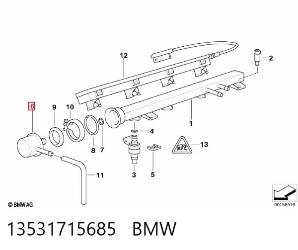 Regulador de presión de combustible 13531715685 BMW