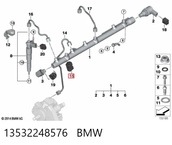 Abrazadera de tubo de escape trasera 13532248576 BMW