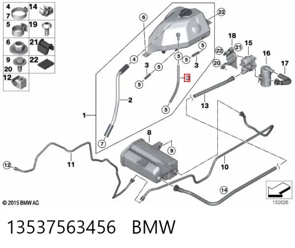 Tubería de retorno de combustible de los inyectores 13537563456 BMW