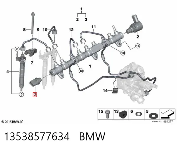 Sensor de presión de combustible 13538577634 BMW